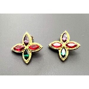Vintage 80's Mogul Style Maltese Cross earrings clip on